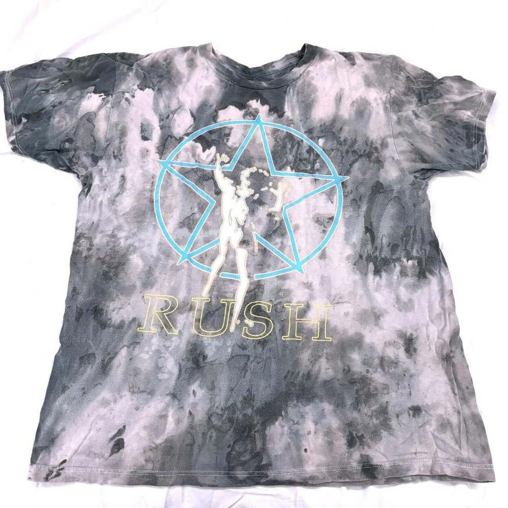 RUSH Bravado Starman Men's Size Large L Tie Dye Hot Topic Blue Concert T-Shirt